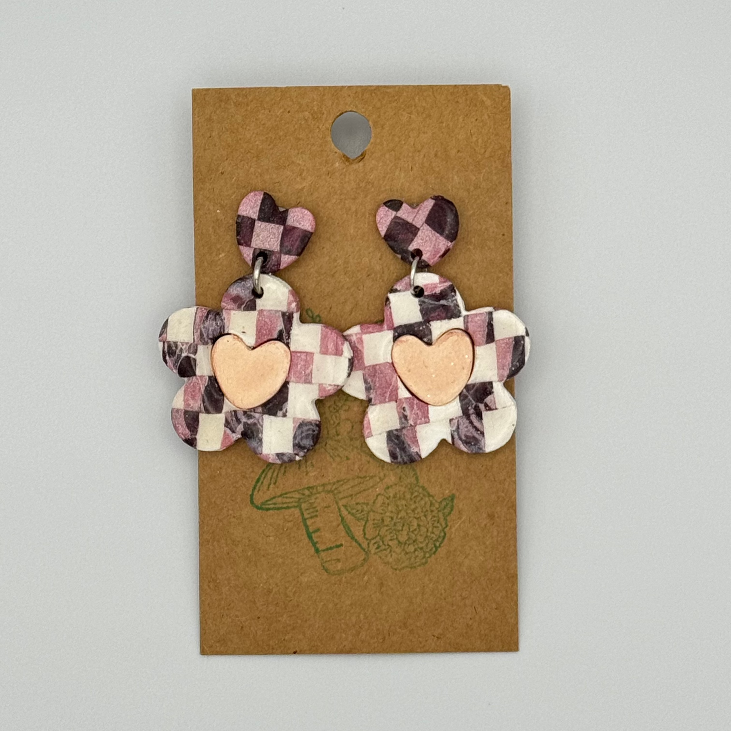 Flower Earrings with Heart